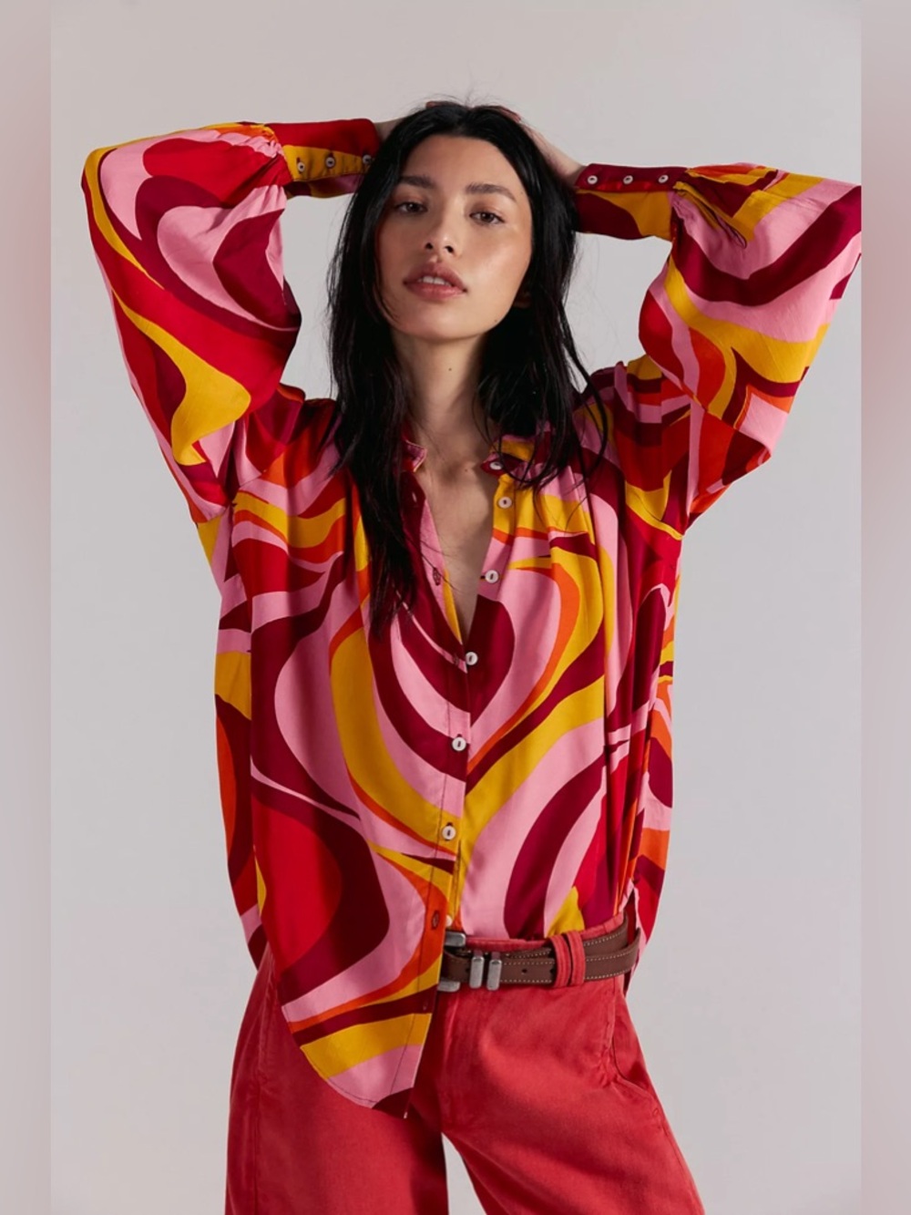 Free people Joy Printed Button Down